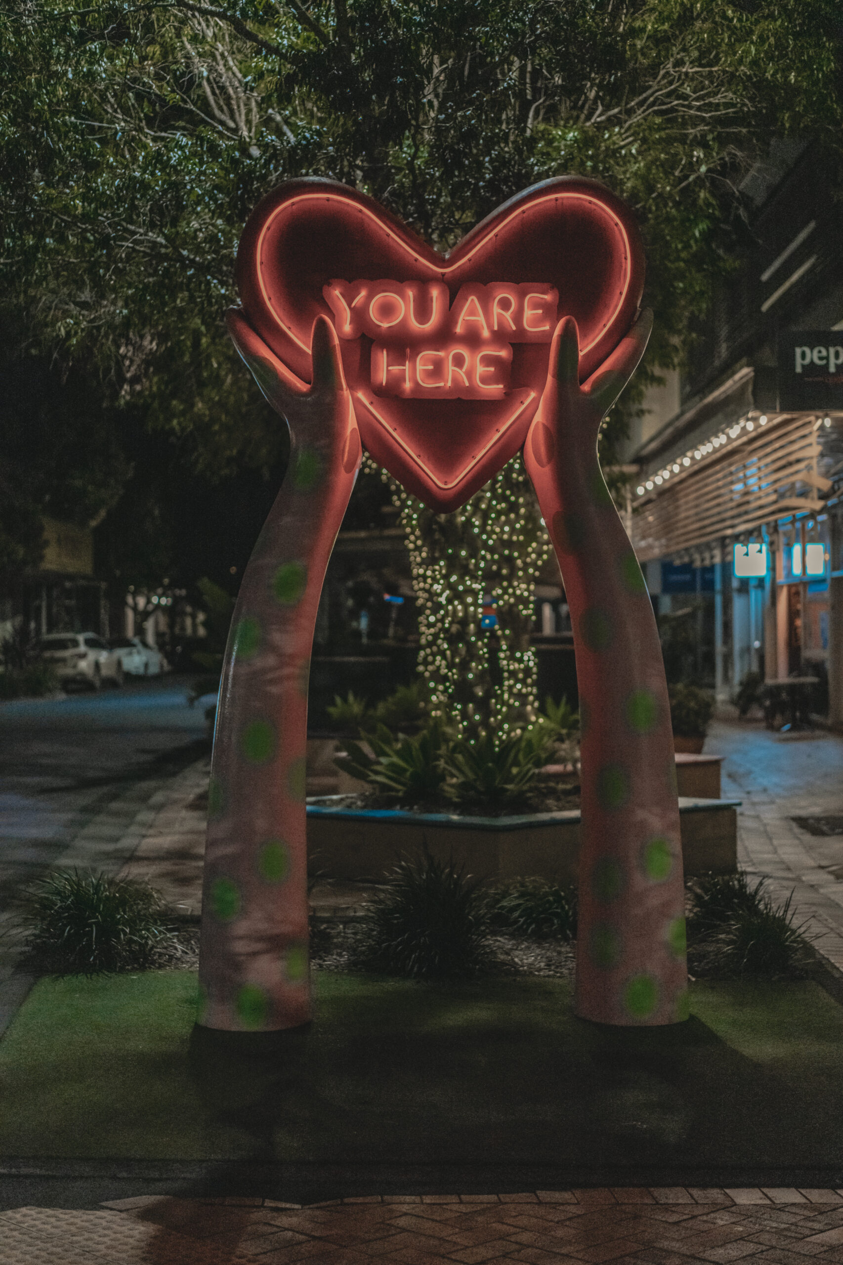 Lismore you are here heart sculpture