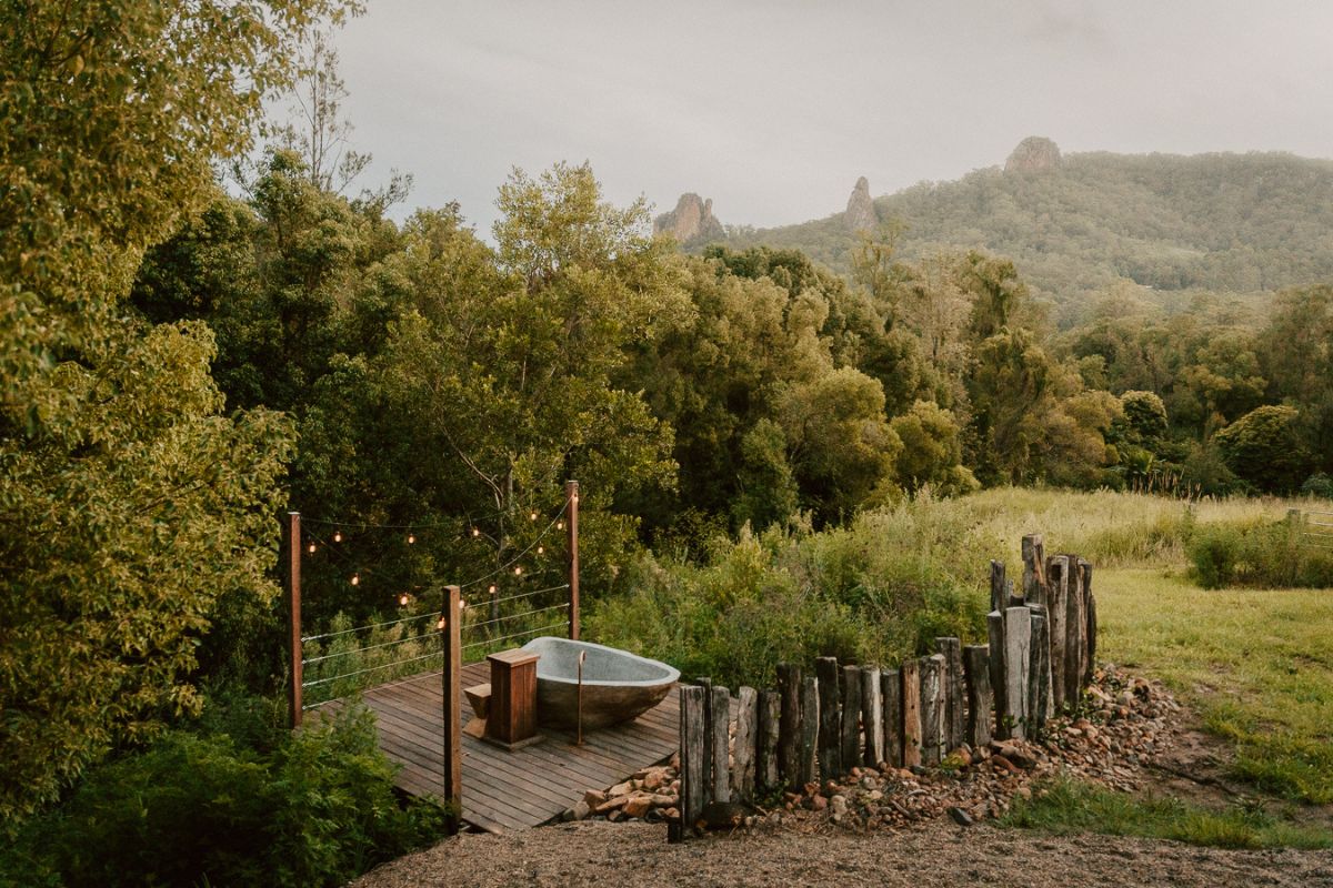 Incredible stone bath overlooking Nimbin Rocks