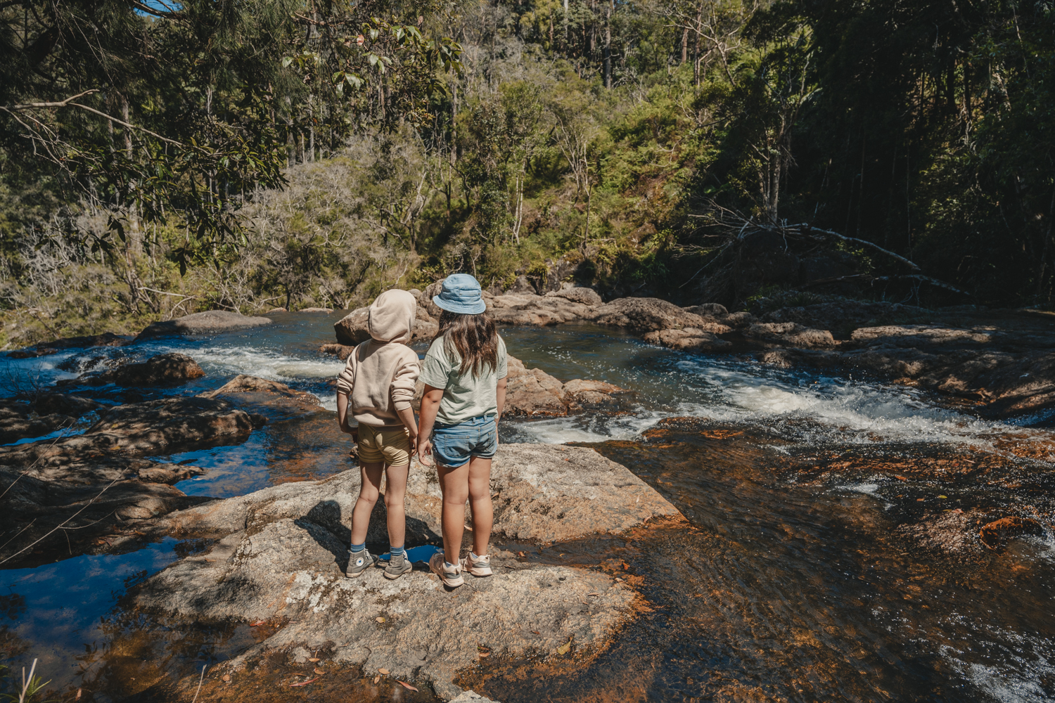 Children exploring Nightcap National Park