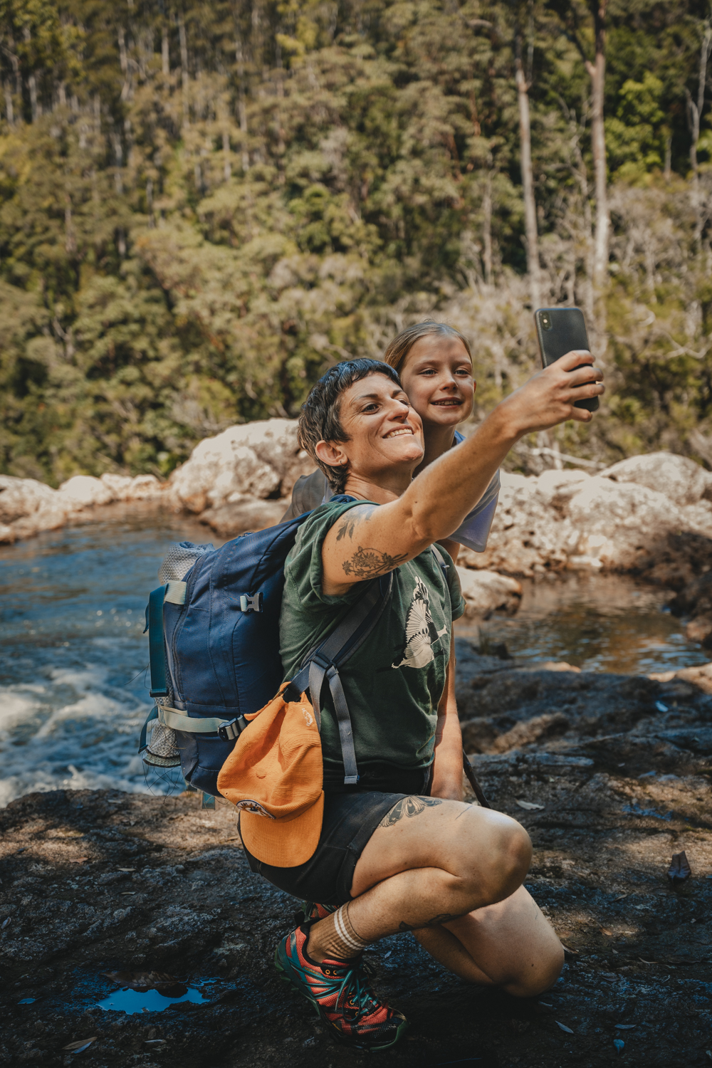 Mother and daughter taking a selfie in Nightcap National Park