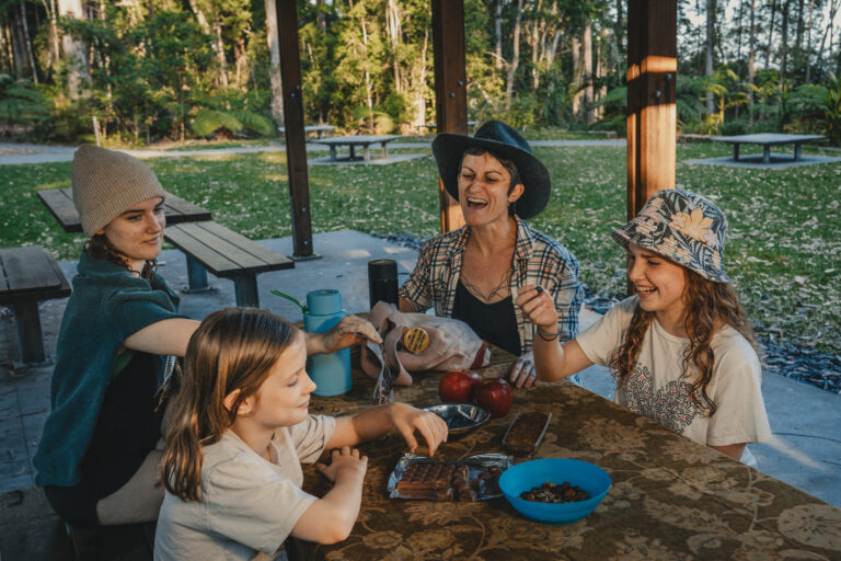 Family enjoying a picnic in Nightcap National Park