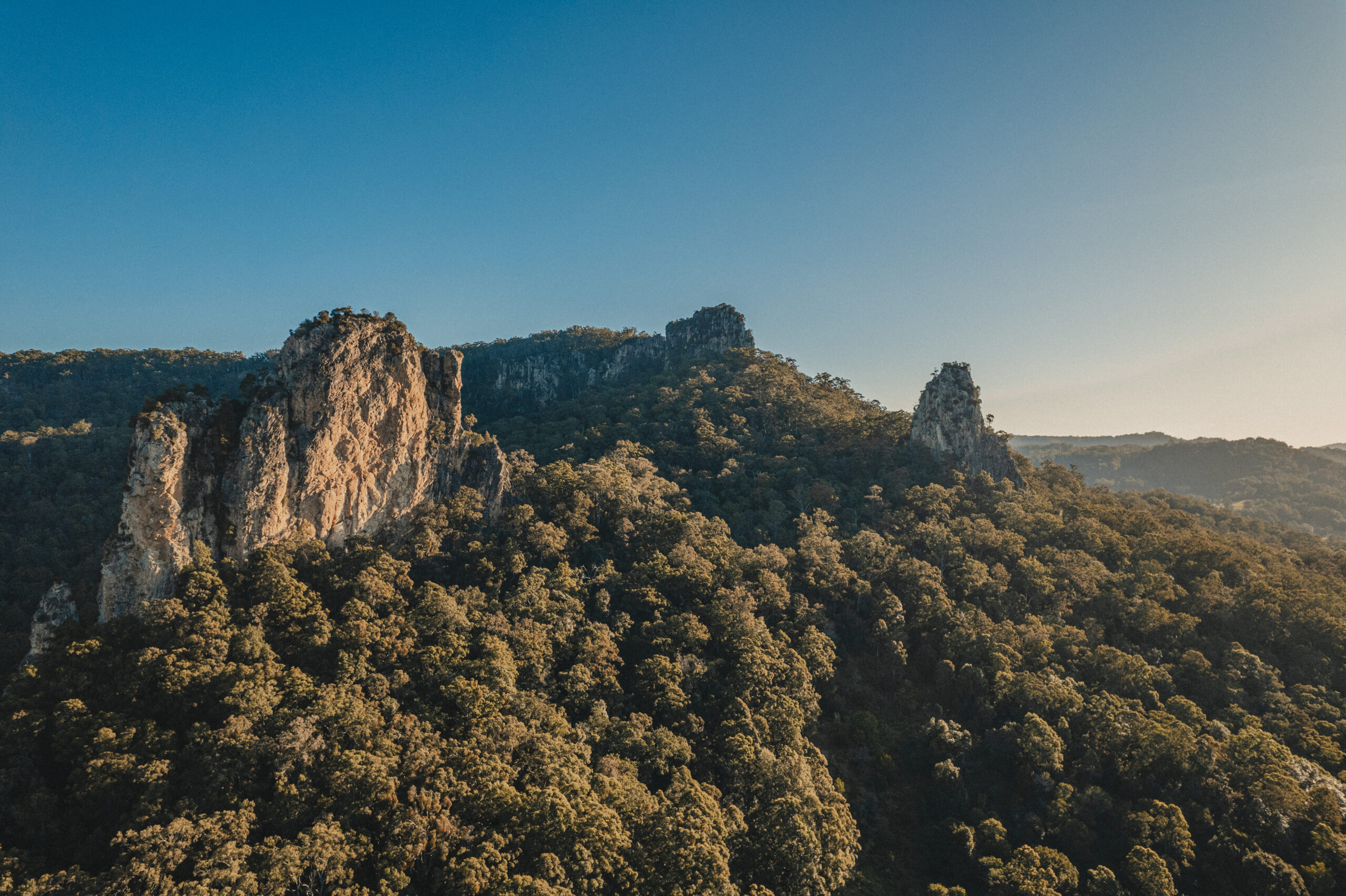 Aerial view of rock formation called Nimbin Rocks