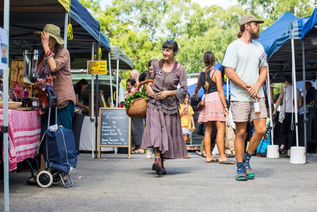 Local Steph enjoying the Nimbin Farmers Market