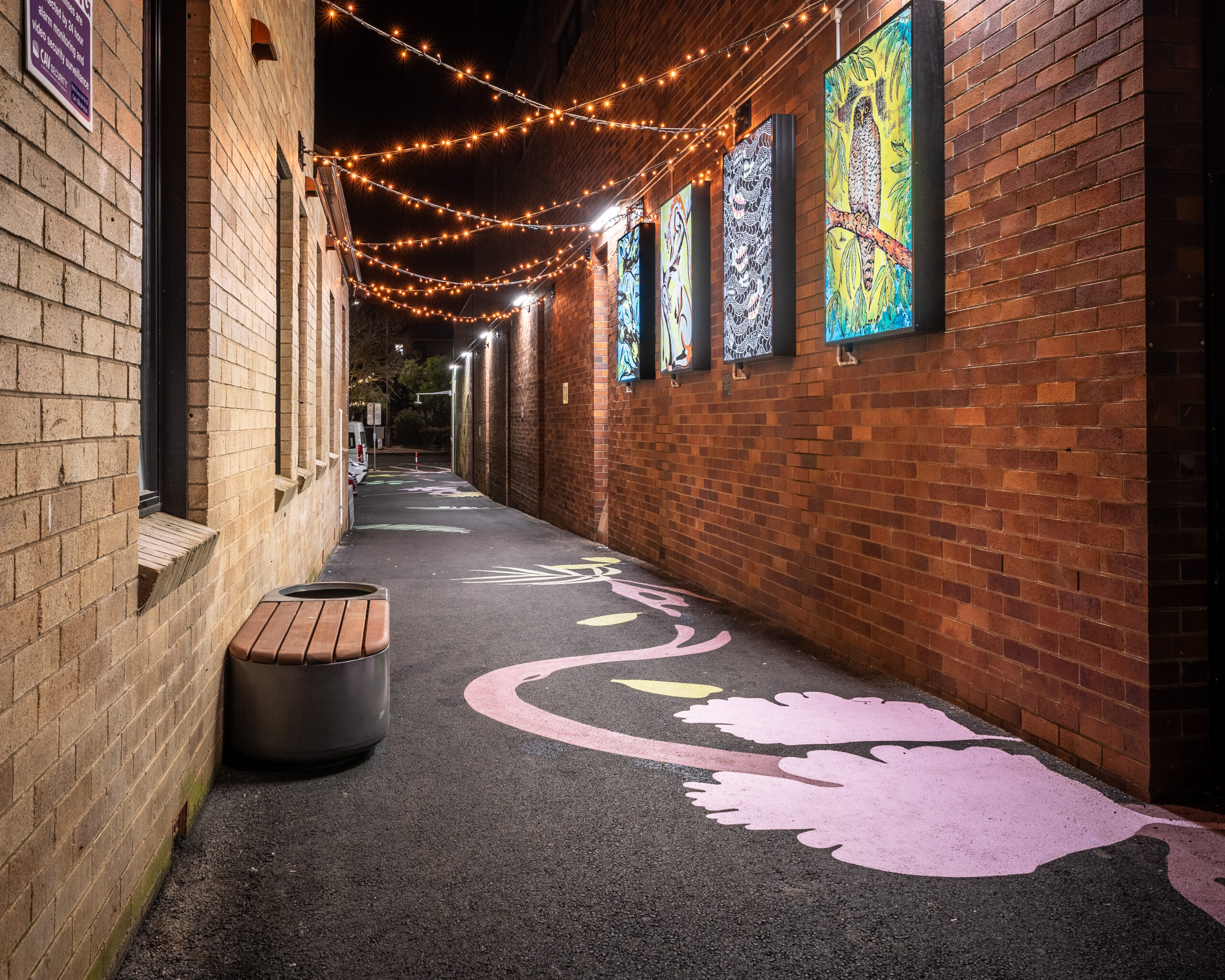 Lightbox Lane and big scrub rainforest mural